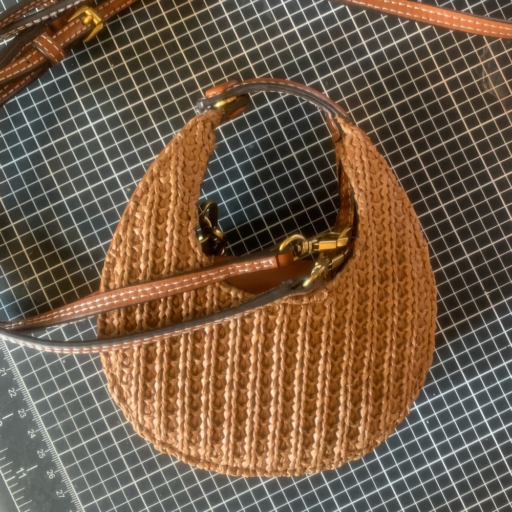 STAUD Raffia Micro Moon Bag